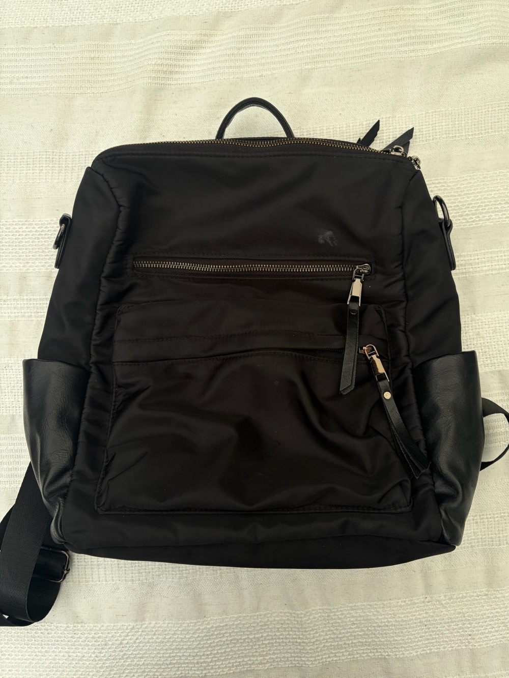 Black Nylon Backpack Multi Pocket Travel Work School Bag